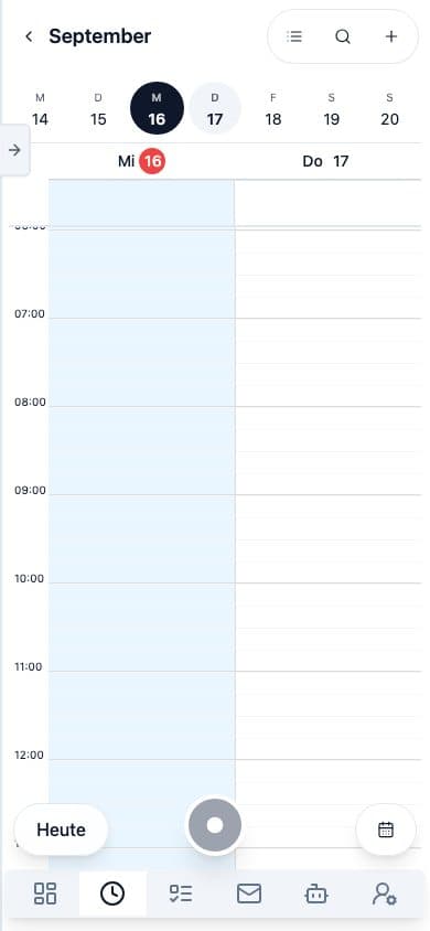 Mobile view of Time & calendar in Neuronize ERP