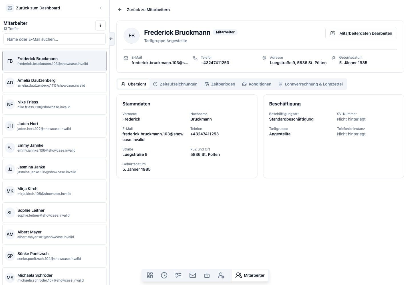 Desktop view of Employees in Neuronize ERP