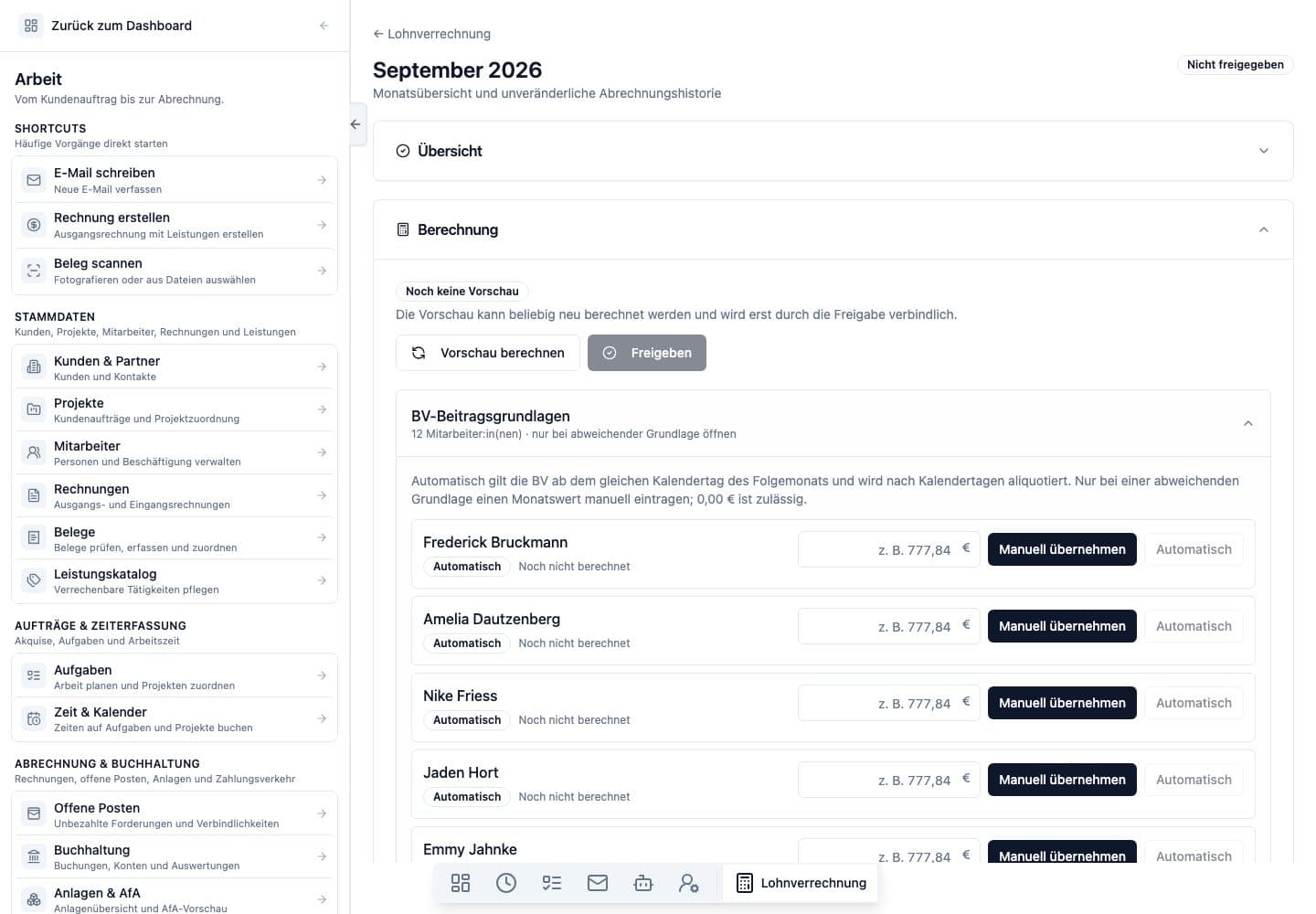 Desktop view of Payroll in Neuronize ERP